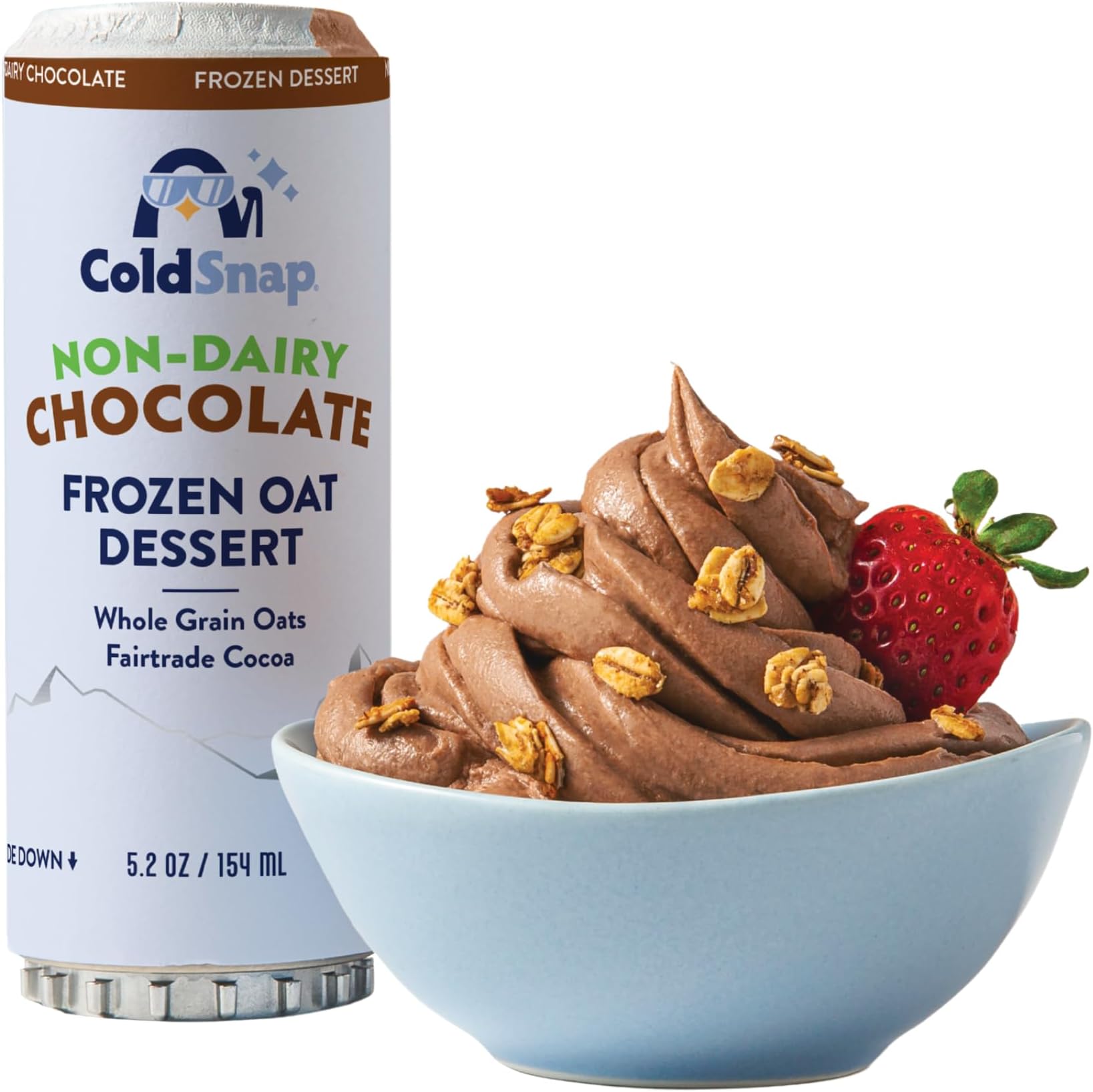 ColdSnap Chocolate Oat Non-Dairy Frozen Dessert Pods – Creamy, Plant-Based Single-Serve Treat Made in Seconds – Rich Chocolate Flavor, Dairy-Free, Vegan, Gluten-Free, No Prep – No Freezer Required – pack of 12 (COLDSNAP MACHINE REQUIRED)