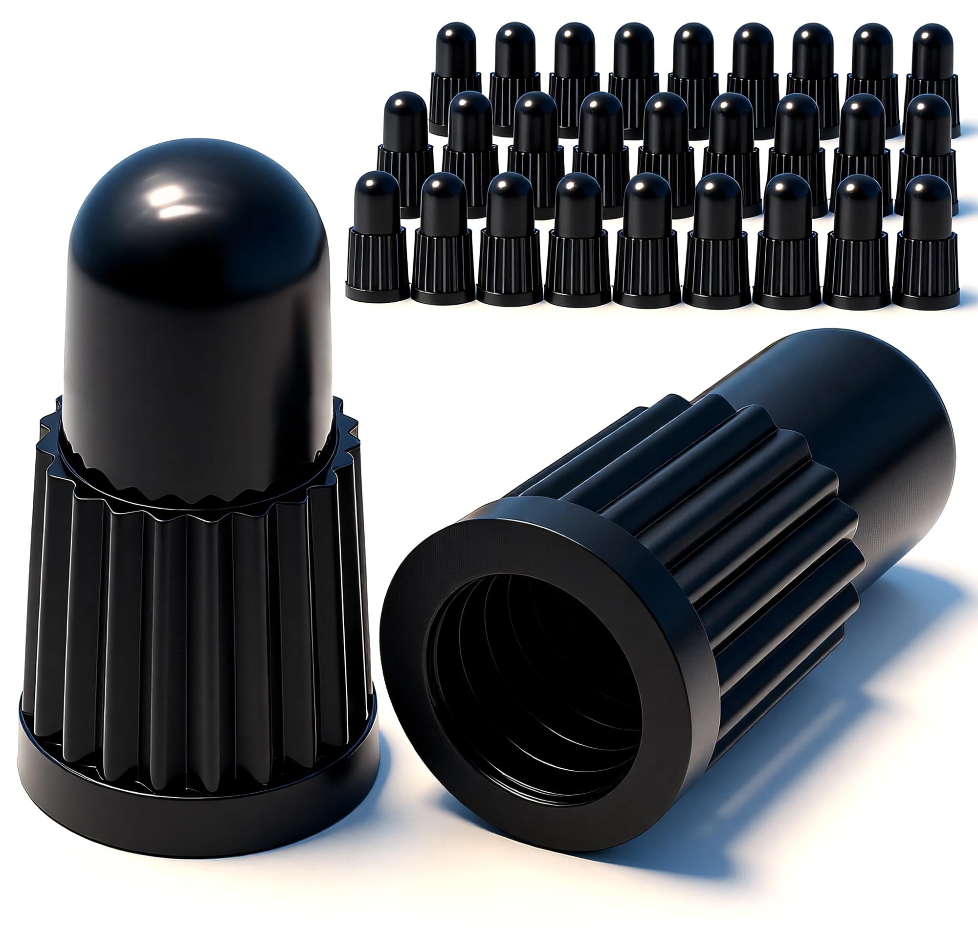MEAJOO Black Presta Valve Caps (30 Pack) – Dust & Air Stem Covers for MTB, Road Bike, Bicycle – Fits French Valves, Lightweight Plastic Tubeless Tire Valve Caps — image 1