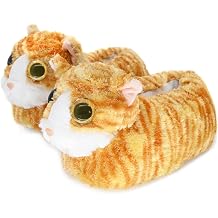 Onmygogo Indoor Fuzzy Winter Animal Cat Plush Slippers for Women Men Kids,Faux Fur,Warm House Slipper