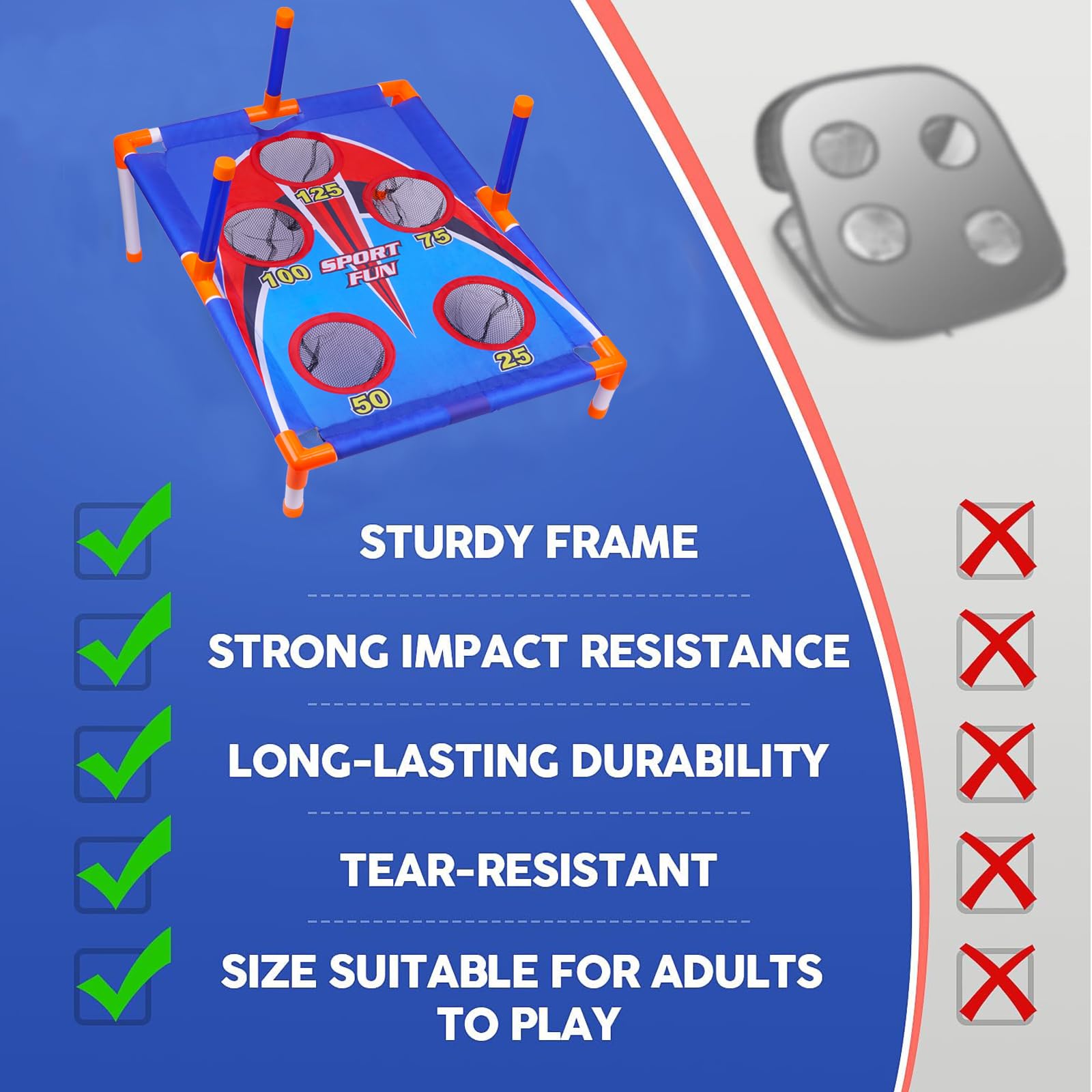 Bean Bag Toss Game for Kids, Kids Cornhole,with 6 Sandbags 6 Rings,Suitable for Children Aged 3-8,Portable Indoor and Outdoor Bean Bag Toss Game Set Gift - Image 4