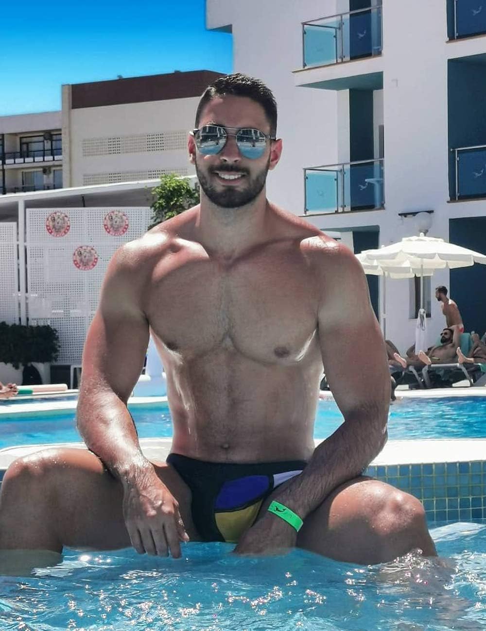 MIZOK Men's Color Block Bikini Swim Briefs Nylon Quick Dry Swimwear Sexy Low Rise Swimsuit - Image 5