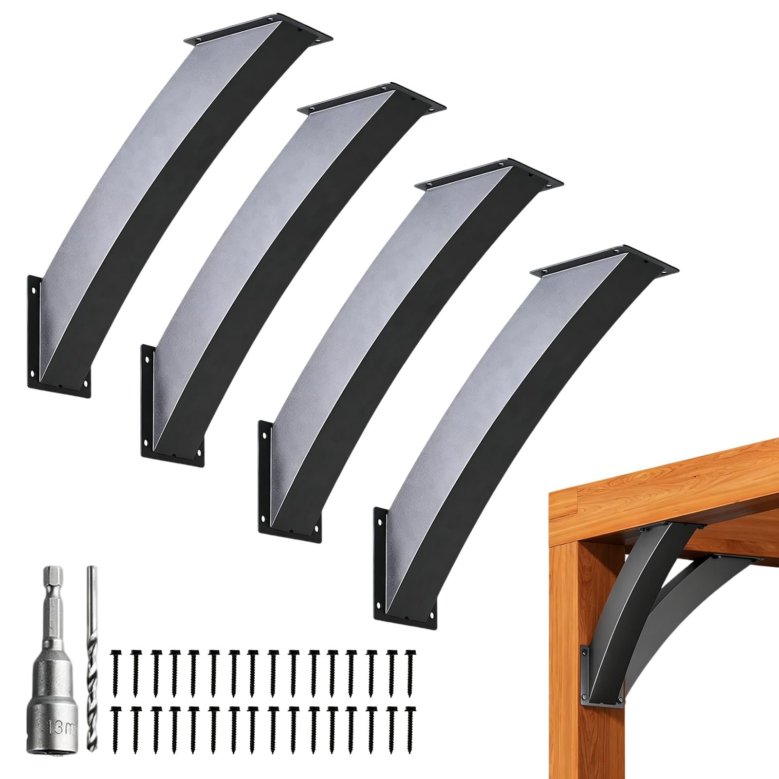 Escuadras Para Vigas De Madera, 4PCS Escuadras De Esquina Metálicas