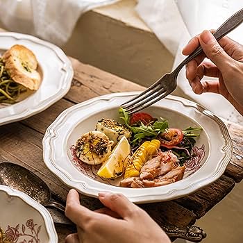 Amazon｜食器セット 赤牡丹 お皿セット お花柄 楕円お皿