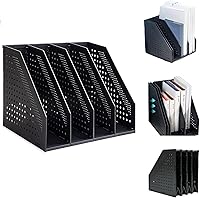 Vista 1 de Marte Vanci Collapsible Magazine File Holder with 4 Vertical Compartments, Binder Holder for Desk, Desktop Binder Organizer for Notebook, Documents