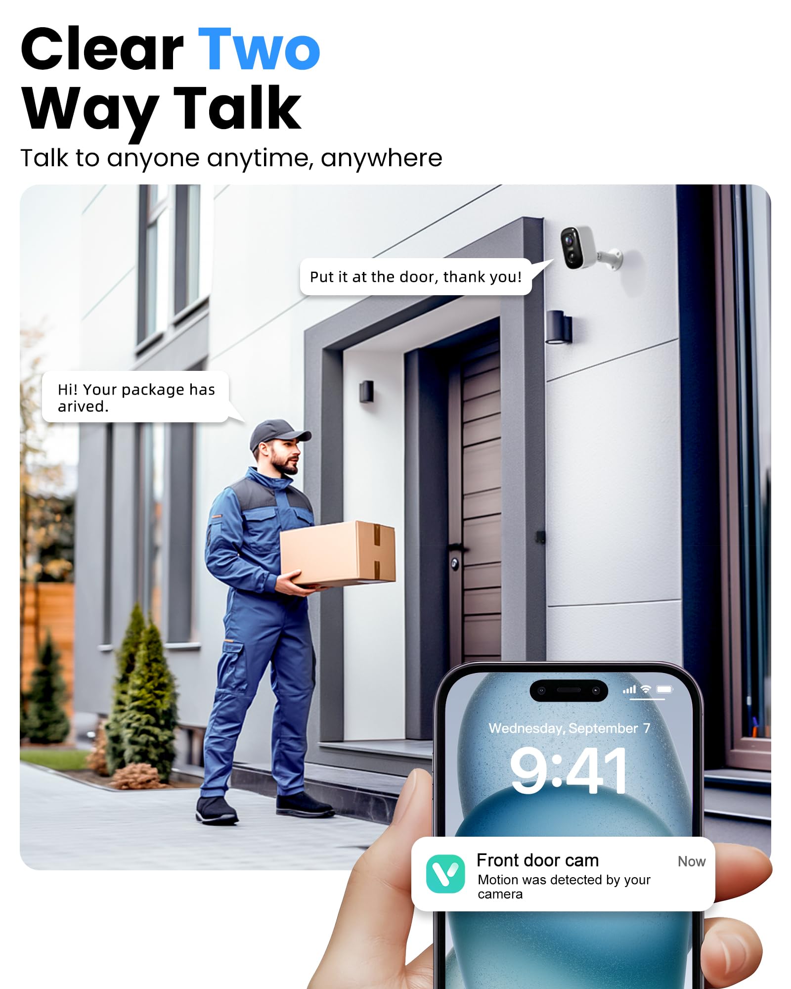 Telecamere di sicurezza wireless per esterni, telecamere WiFi alimentate a batteria 2K per la sicurezza domestica con rilevamento del movimento AI, visione notturna a colori, allarme sirena