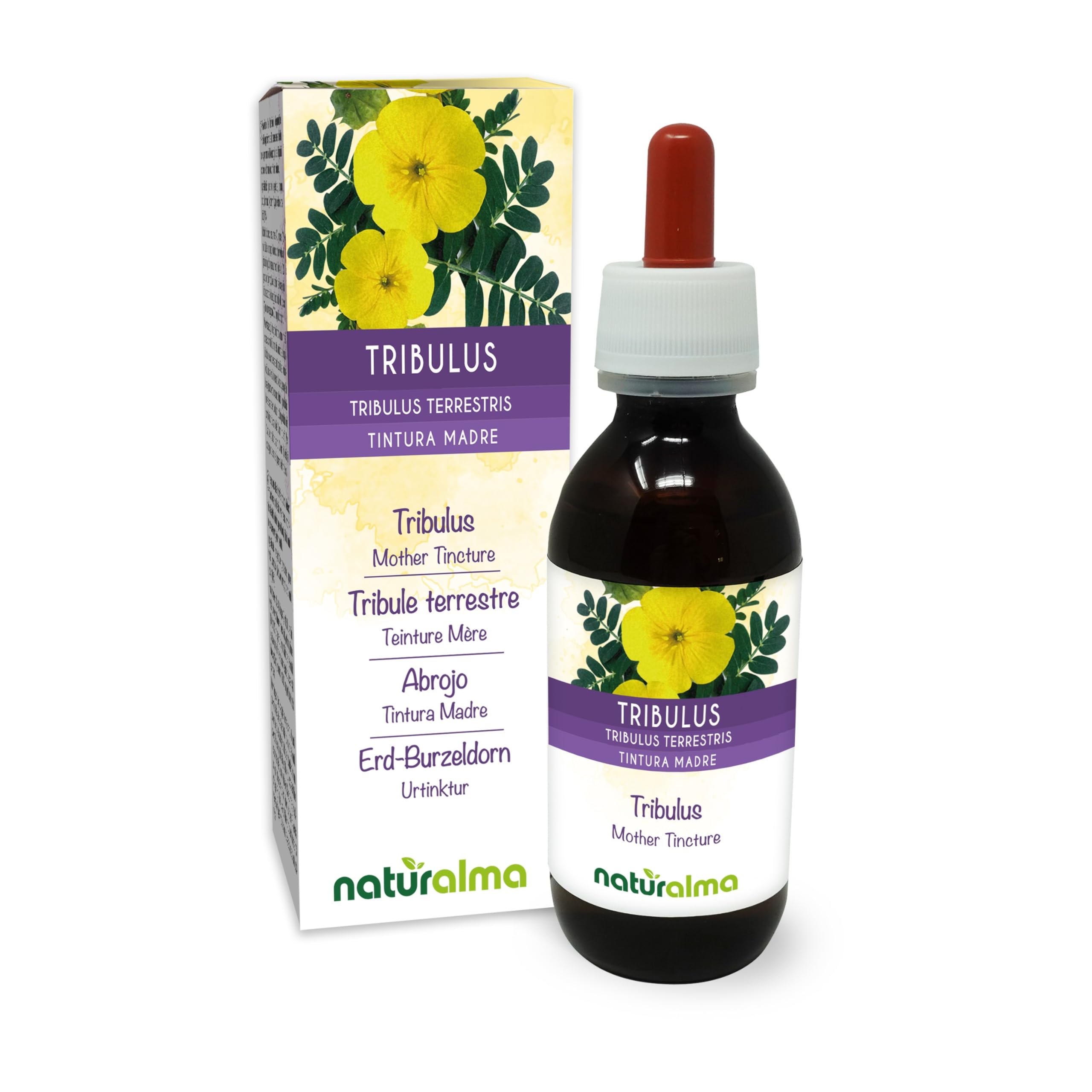 Tribulus (Tribulus terrestris) frutti Tintura Madre analcoolica Naturalma - Estratto liquido gocce 120 ml - Integratore alimentare - Vegano