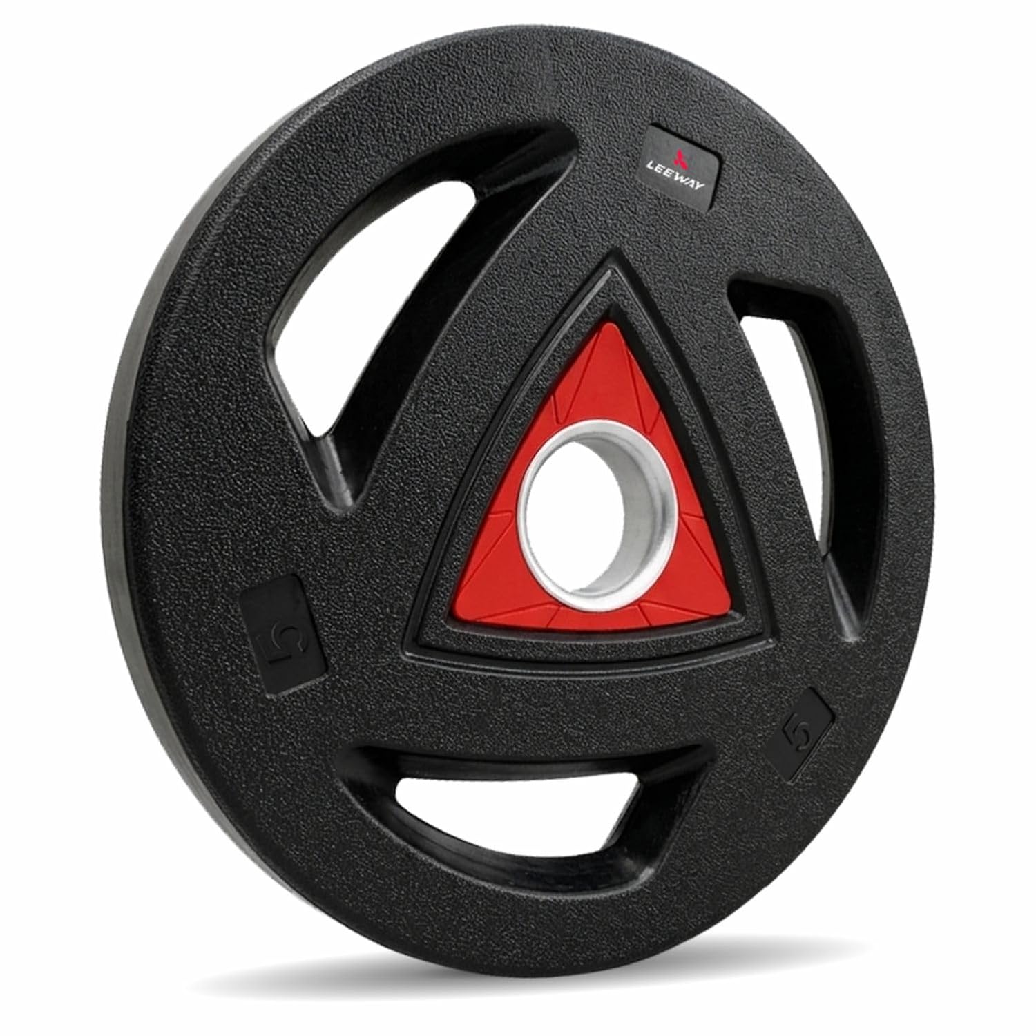 LEEWAY Rubber Coated Olympic Plates (5kg x 2) | 50mm Standard Hole Size | Tri-Grip Handle Design | Anti-Slip Floor Protect...