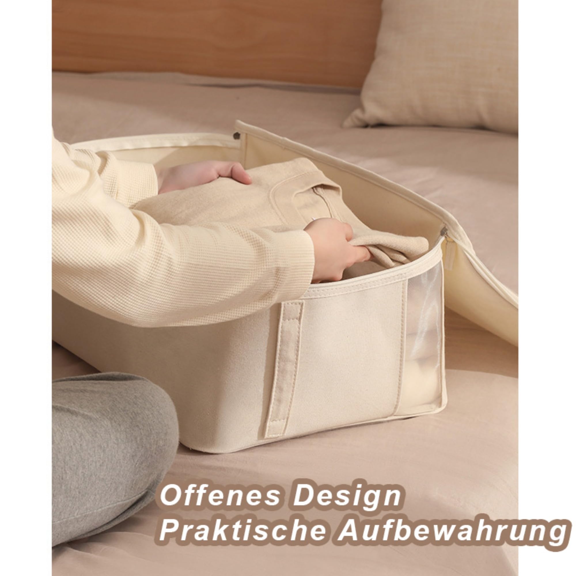3 Stück Aufbewahrungstasche für Bettdecken, Bettdecken Aufbewahrung mit Reißverschluss, Kleiderbeutel für Bettdecke, Kleidung und Deck