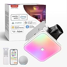 OREiN Matter Smart Bathroom Exhaust Fan with Light, Quiet 110 CFM Ventilation Fan, 1200LM Dimmable LED &amp; Night Light, AI RGB Lighting, 2700K&ndash;6500K, No Speaker, Works with Alexa, Google &amp; Apple Home