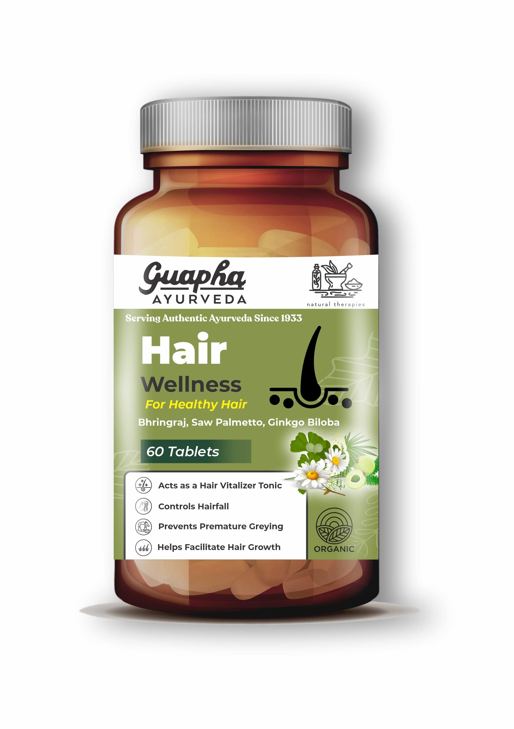 - Hair Wellness Tablets | For Healthy Hair With Herbal Extracts Of Bhringraj, Saw Palmetto, Ginkgo Biloba, Green Tea, Moringa, Neem, Amla | 60 Tablets