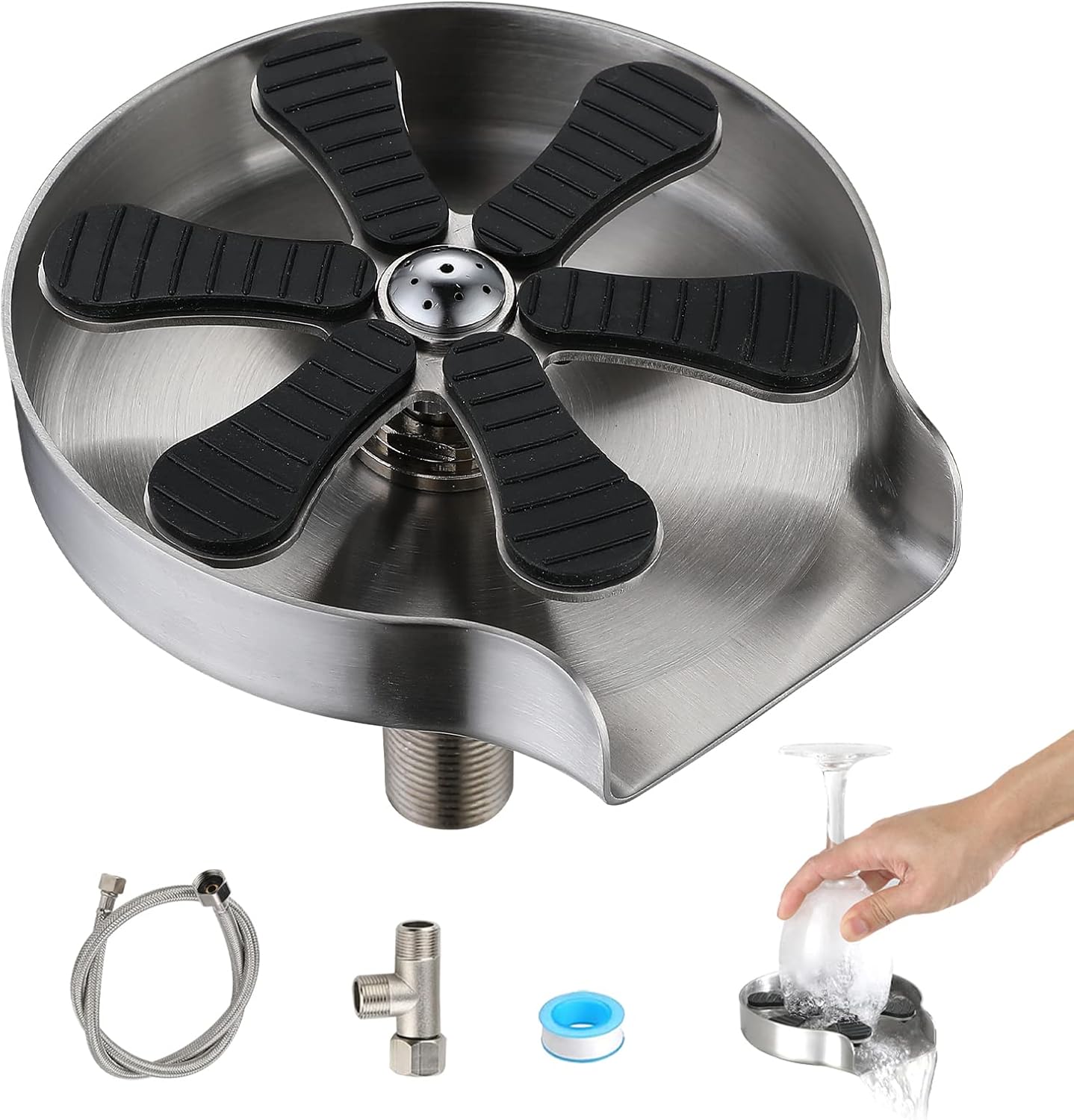 DVOLIKE 9Hole Stainless Steel Cup Washer Sink Attachment, High