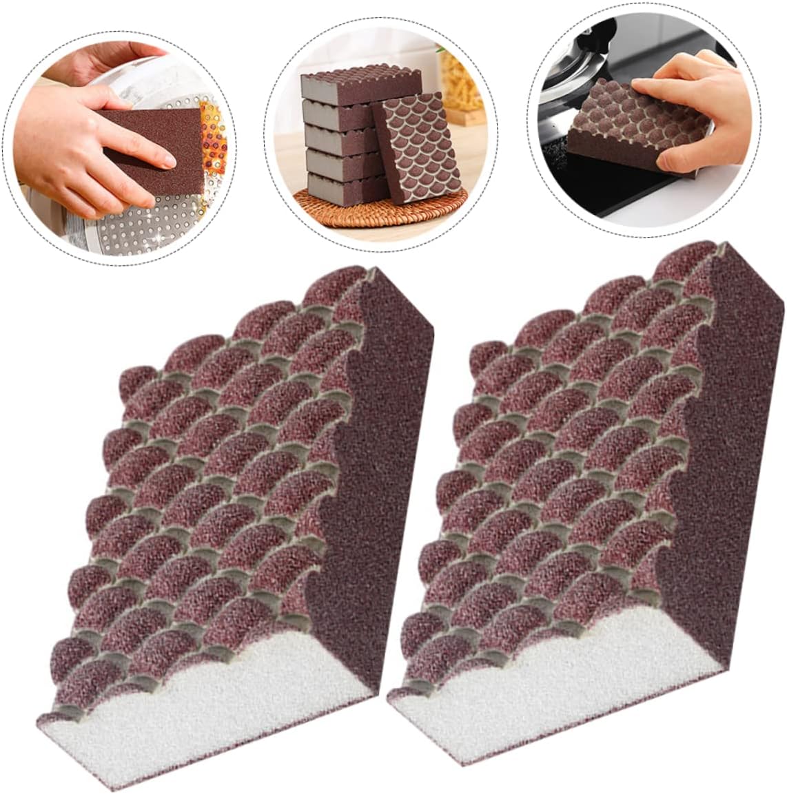 Gatuida 8pcs Multi-Functional Cleaning Sponges for Kitchen and Household Use Wok Sponges for Removal Strong Decontamination Lightweight Quick-Drying for Pots Pans and More