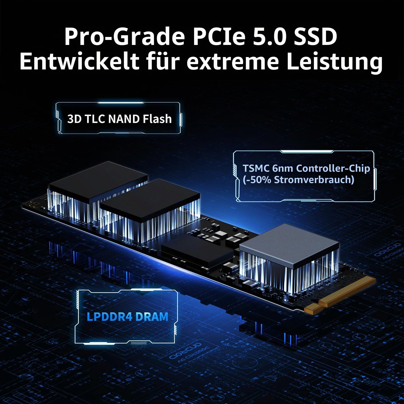 Ediloca EN1400 PRO NVMe M.2 SSD 2TB, PCIe 5.0, 14,000 MB/s Read, 1,0000 MB/s Write,1400TBW (Written terabytes), Internal SSD for Gaming, Video Editing and AI