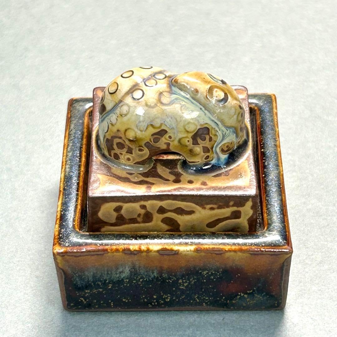 香合 『豊泉窯 高取焼』 金印香合 お茶道具 茶道 共箱 工芸品