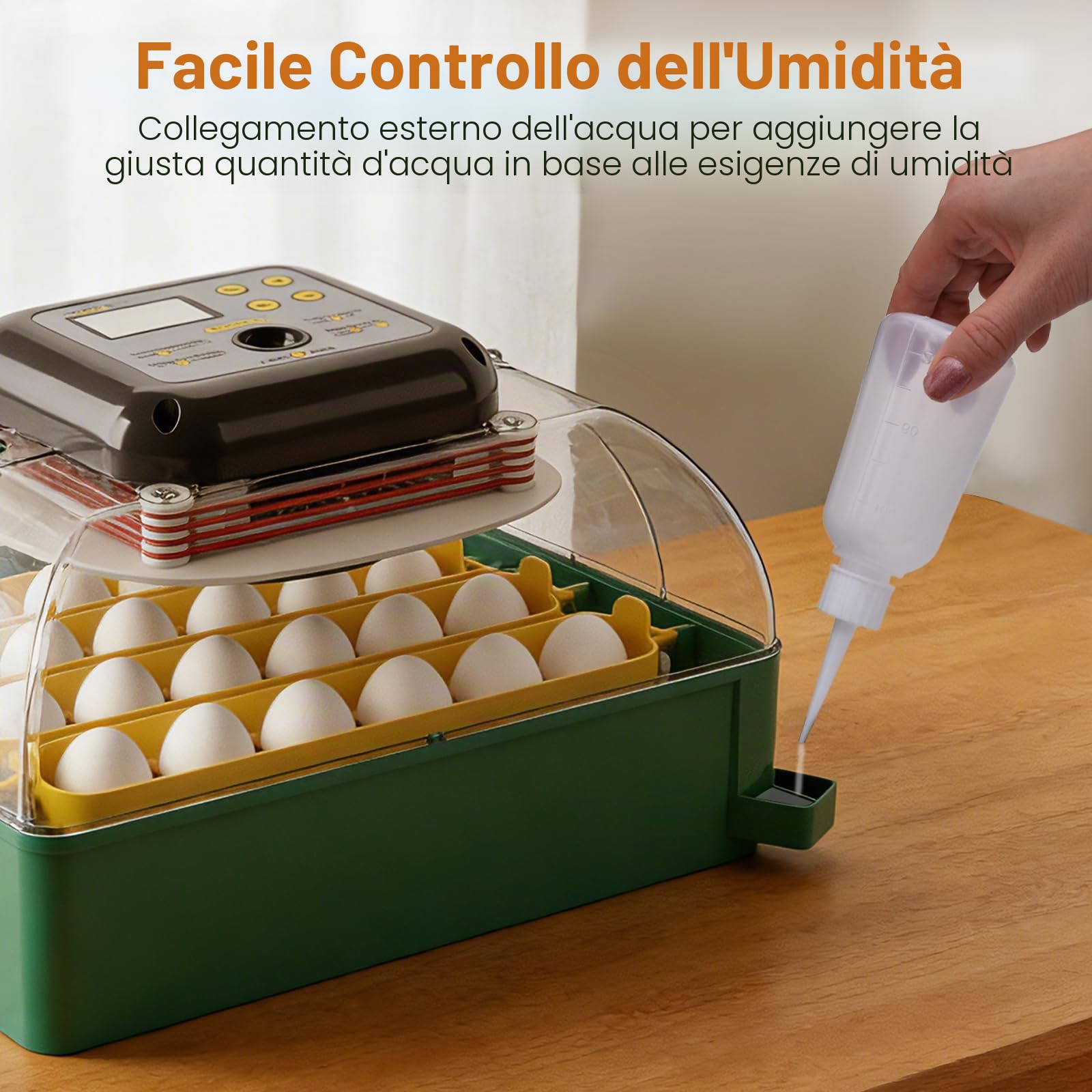 Incubatrice Automatica per 24 Uova con Controllo della Temperatura, Rotazione delle Uova, Sperauova, Incubatrice per Gallina Anatra Quaglie