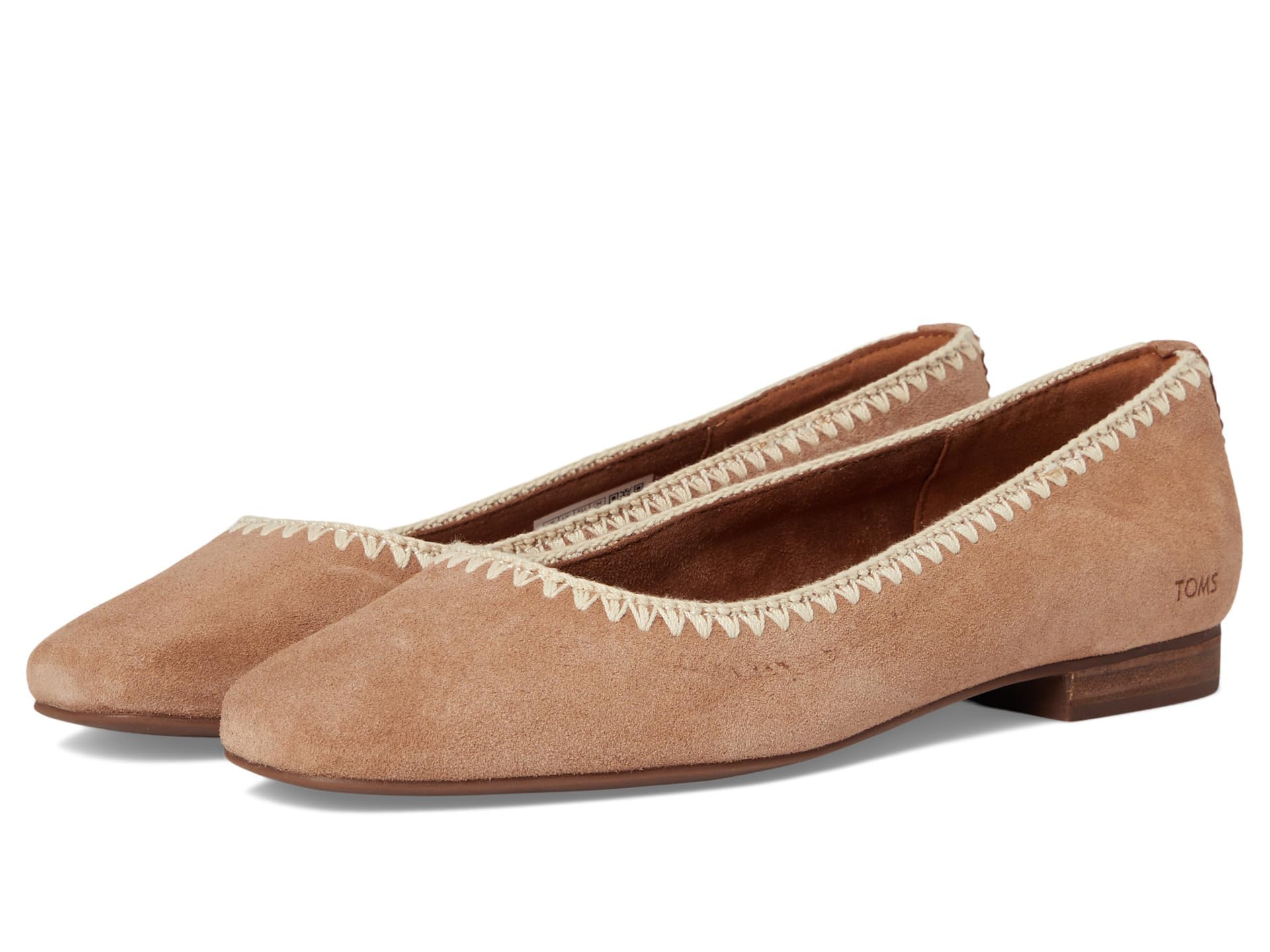 TOMS Women's Briella Ballet Flat, Brown Sugar Suede/Deco Stitch, 3.5 UK