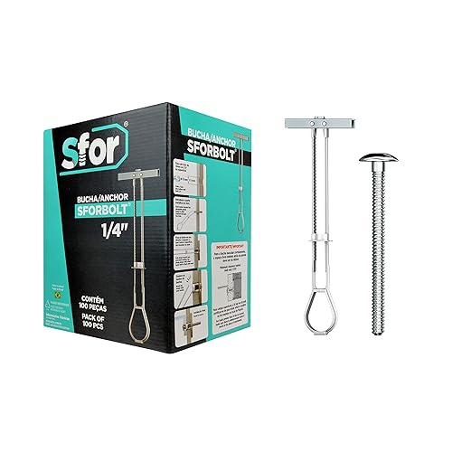 SFOR - Paquete de 100 anclajes de palanca de 14 pulgadas con pernos - Anclajes para paneles de yeso, pernos de pared y pernos para paneles de yeso,