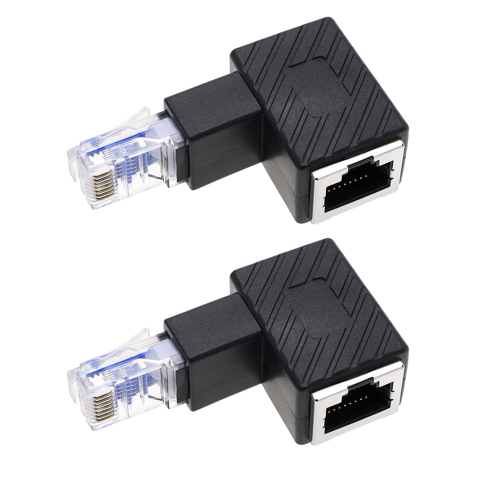 VGOL 2PCS RJ45 Ethernet Adapter 90 Degree RJ45 Male to RJ45 Female ...