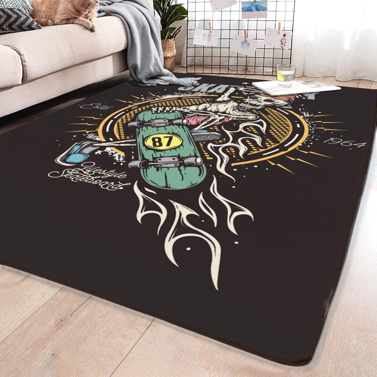 激レア PUTS PUTSONE ラグ カーペット 100x150 グラフィティ Amazon｜スケートボード スカル 髑髏 カーペット ラグ 150×200cm 約1.5