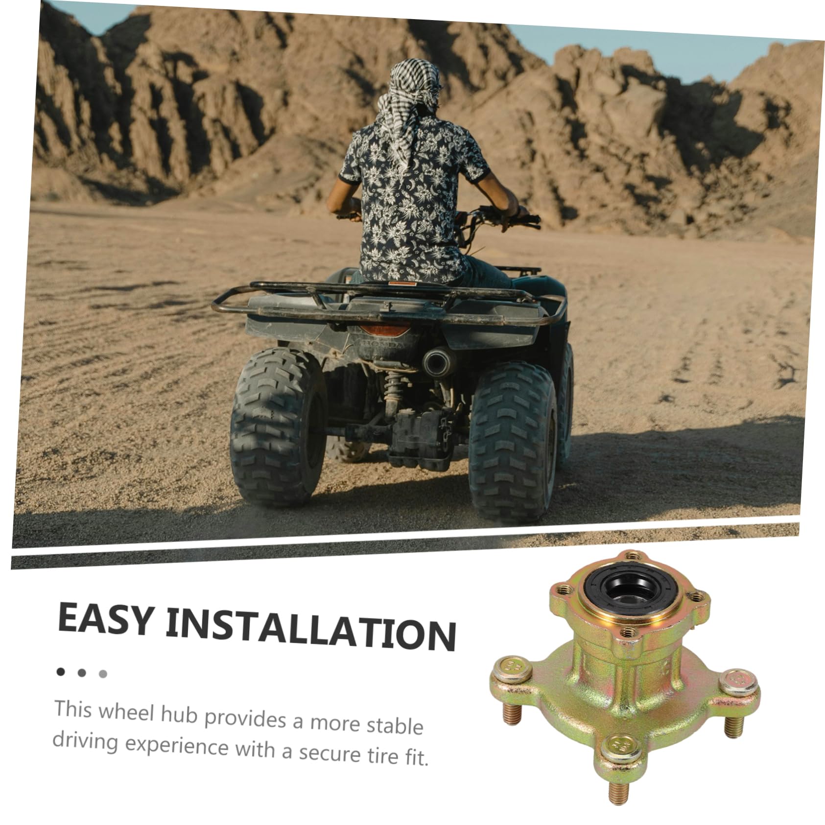 Cabilock Mozzo Ruota Anteriore ATV e Go Kart in Ferro Oro Distanza Fori 88mm e 4 Fori per Installazione Facile e Fissaggio Sicuro Adatto a Spiagge e Aree Selvagge