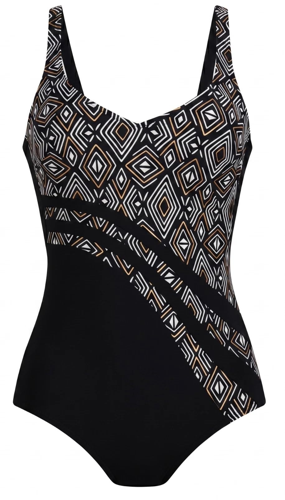 Anita Costume Mare Donna Intero Modellante Effetto Snellente Senza Ferretto Coppa Preformata Luella 7317 Nero e Oro EU 80 C - 4 C - (44)
