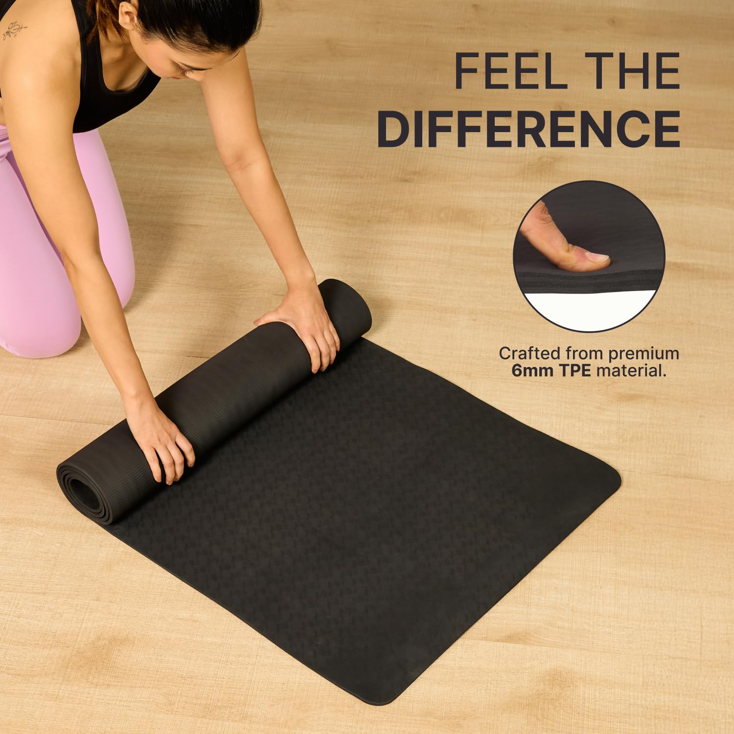 The Workout Mat 6mm ブラック Buy CULT TPE Yoga Mat 6mm with Carry Bag & Strap – Eco-Friendly