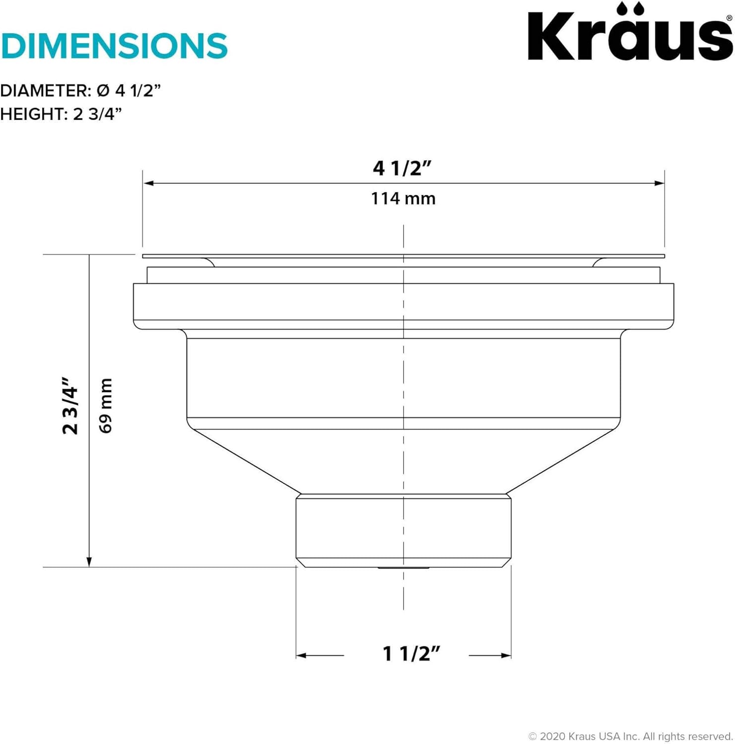 Kraus PST1-BL Kitchen Sink Strainer Drain, Black - - 