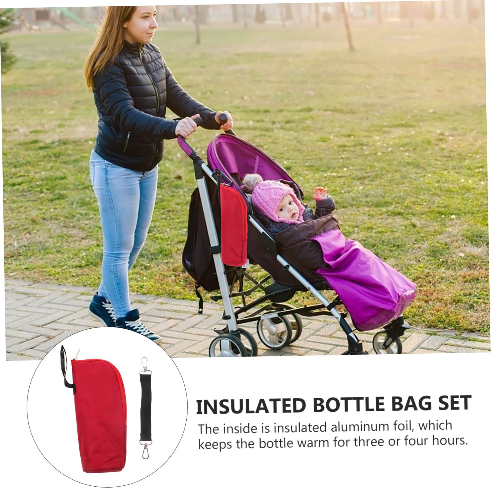 BESTonZON 4 Set Borsa Isolante Per Biberon Borsa Portatile Custodia Porta Bottiglia D'acqua Sacchetto Per Alimenti Per Bambini Borse Termiche Per Bottiglie Di Latte La Borsa Metallo Rosso