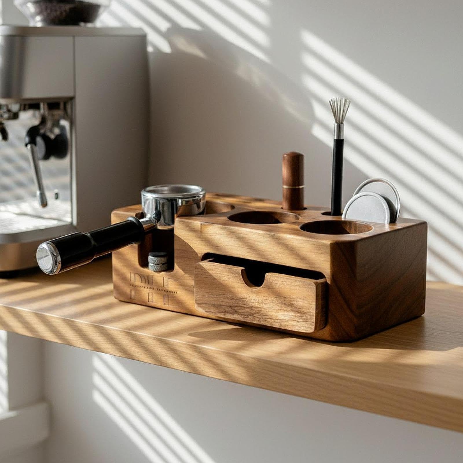 Soporte para Prensador de Café, Alfombrilla de Madera para Prensar, Ideal para Cafeterías Y Cafés.