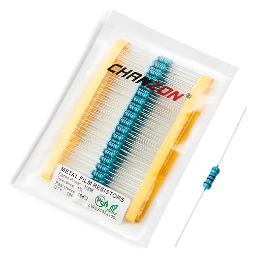 Vista 381 de Chanzon 100pcs 1/2W (0.5W) 100 Ohmios Resistencia fija de película metálica Ohmios 0.01 ±1% Tolerancia 100R MF Resistencias de orificio pasante