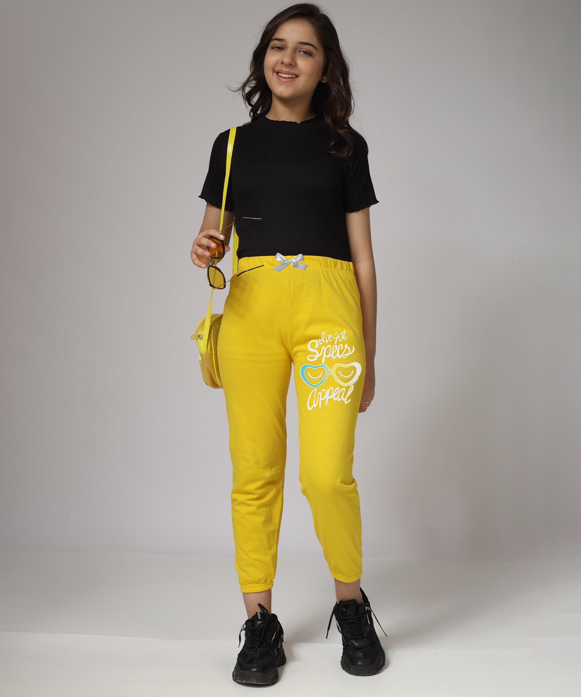 KYDA KIDS® 100% dziewczęce bawełniane spodnie dresowe z nadrukiem (3 sztuki)
