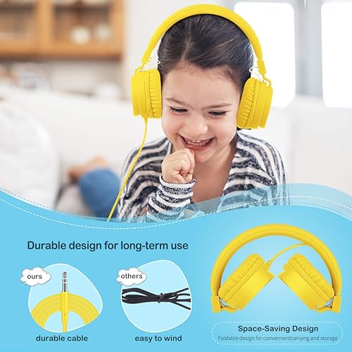 Miniatura 8 de gorsun Auriculares para niños con volumen limitado, auriculares para niños y niñas, auriculares para niños sobre la oreja, auriculares con cable