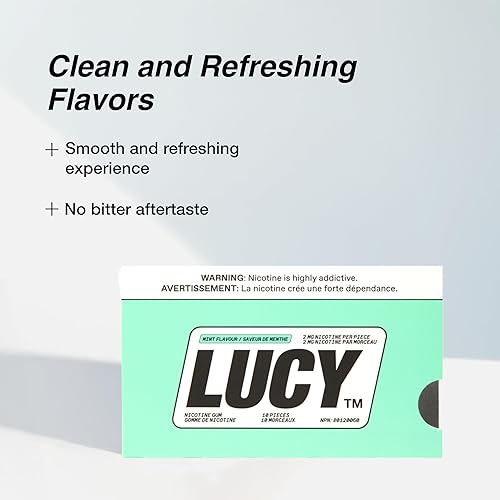 Miniatura 3 de Lucy Goma de mascar de nicotina 2 mg, 100 unidades menta verde, alternativa a la nicotina  Alta pureza, gran sabor, nicotina pura de 2 mg  Discreta