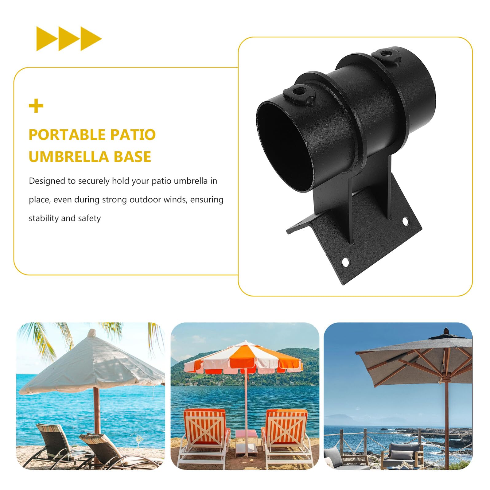 Staffa di Fissaggio per Ombrellone da Terrazza in Acciaio al Carbonio Supporto Regolabile per Palo 3-5 CM Ancoraggio Antivento per Balcone e Giardino Clip in Metallo per