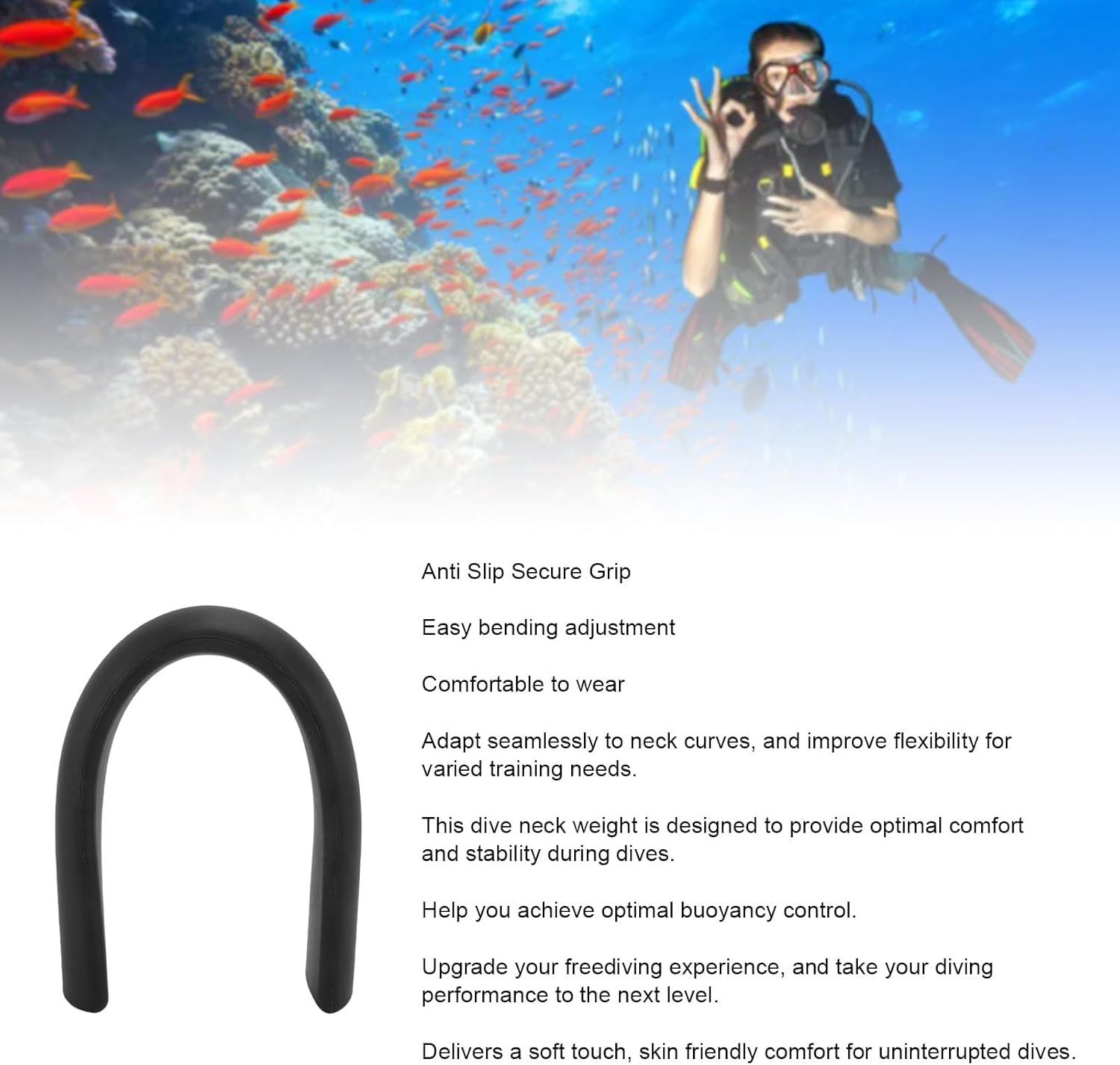 SUNGOOYUE Dive Neck Weight,Diving Weight Neck for Buoyancy Control with Anti Slip Soft Touch Silicone Comfort Fit for Deep Diving Training Neutral Buoyancy (Black)