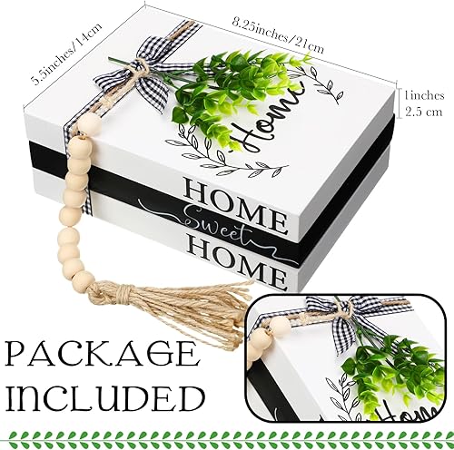 Miniatura 2 de Capoda 3 libros decorativos para decoración del hogar, libros apilados de imitación de granja, decoración de mesa rústica de madera con guirnalda de