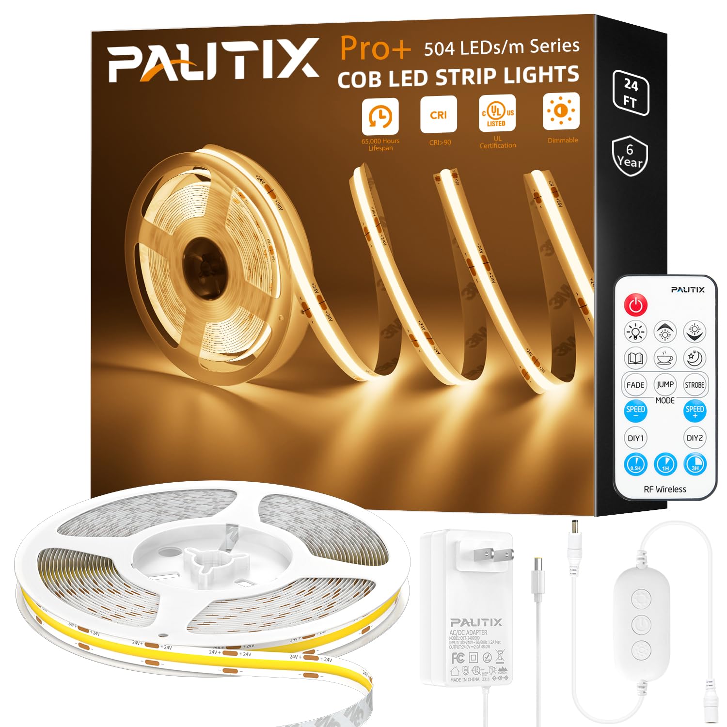 Photo 1 of PAUTIX COB LED Strip Light 24ft, 2700K Warm White