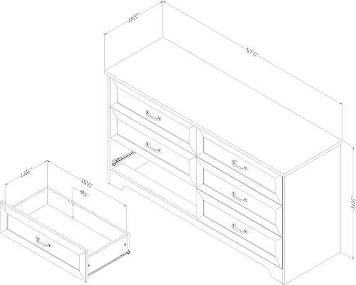 Miniatura 3 de South Shore Prairie - Cómoda de 6 cajones roble de invierno