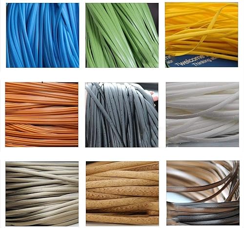 Miniatura 59 de Queenbox Ratán sintético plano de 0.3 pulgadas x 196 pies (196.9 ft), materiales de reparación de ratán de polietileno de plástico de 0.315 in