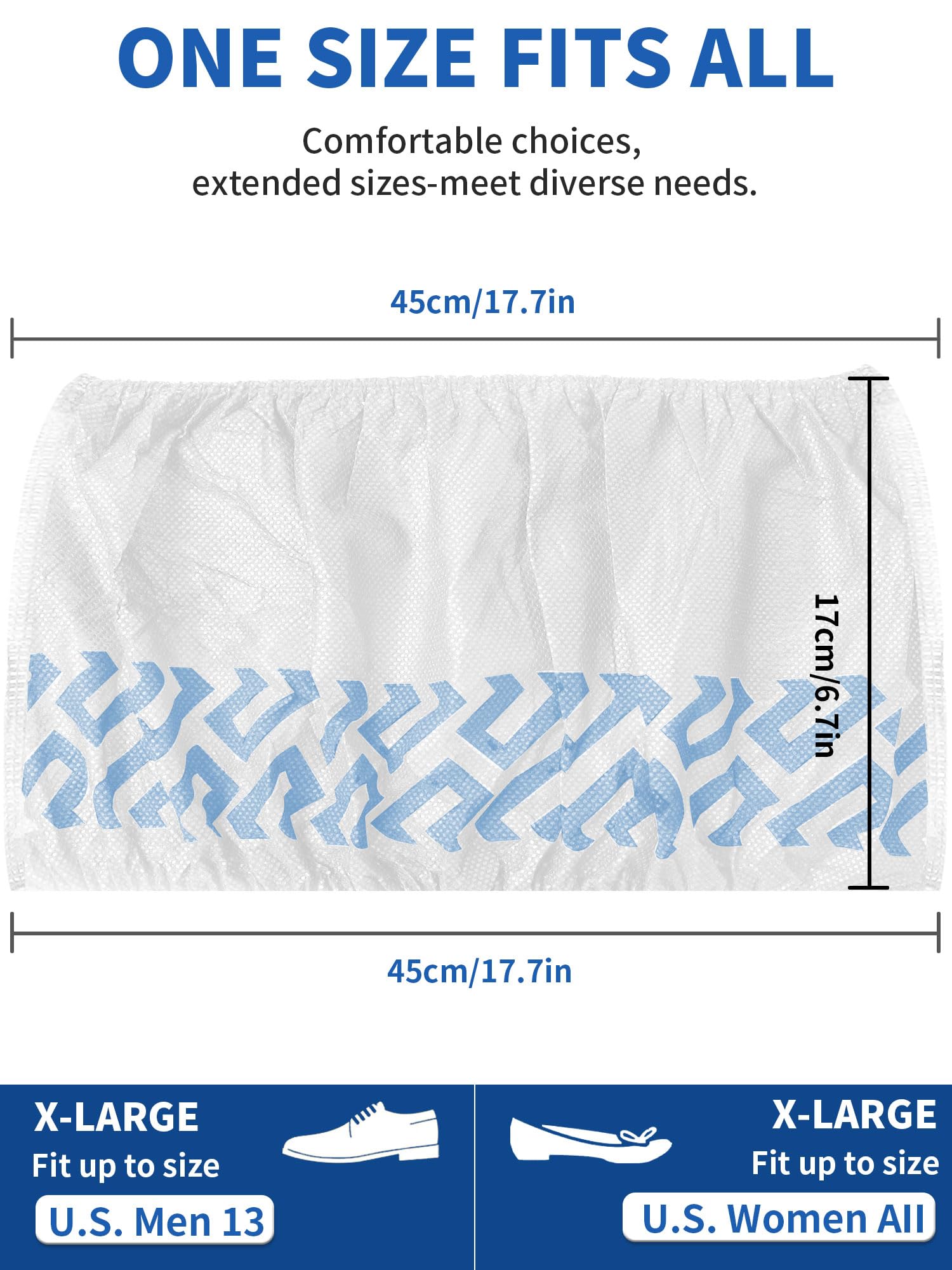 Pack de 200 fundas para zapatos de interior, transpirables, antideslizantes, duraderas, elásticas, aptas para hombres hasta 47, XL, color negro, 50 unidades (blanco)