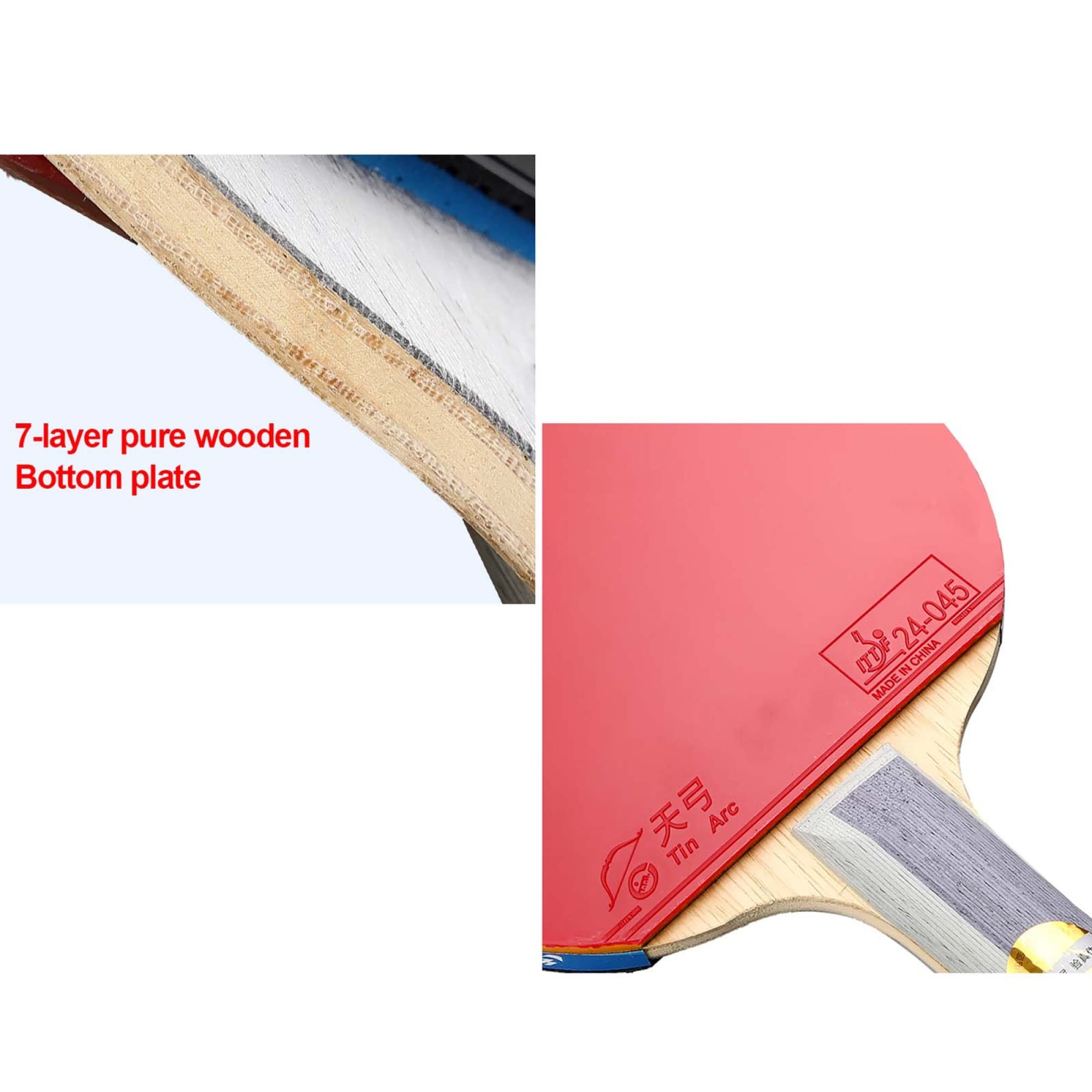 Racchetta da Ping Pong Professionale, Spugna Blu ad Alta Elasticità, Racchetta da Ping Pong avanzata con Gomma Approvata ITTF, Impugnatura Aperta/8 Stelle/Manico Corto