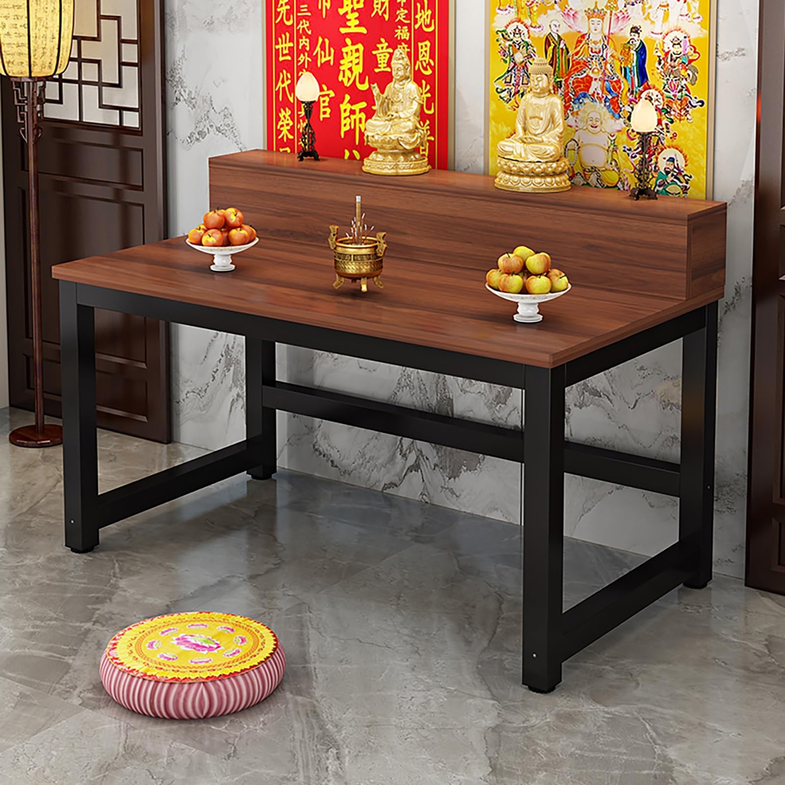 Table de méditation en bois noir pour créer un coin zen et autel Bouddha chez soi
