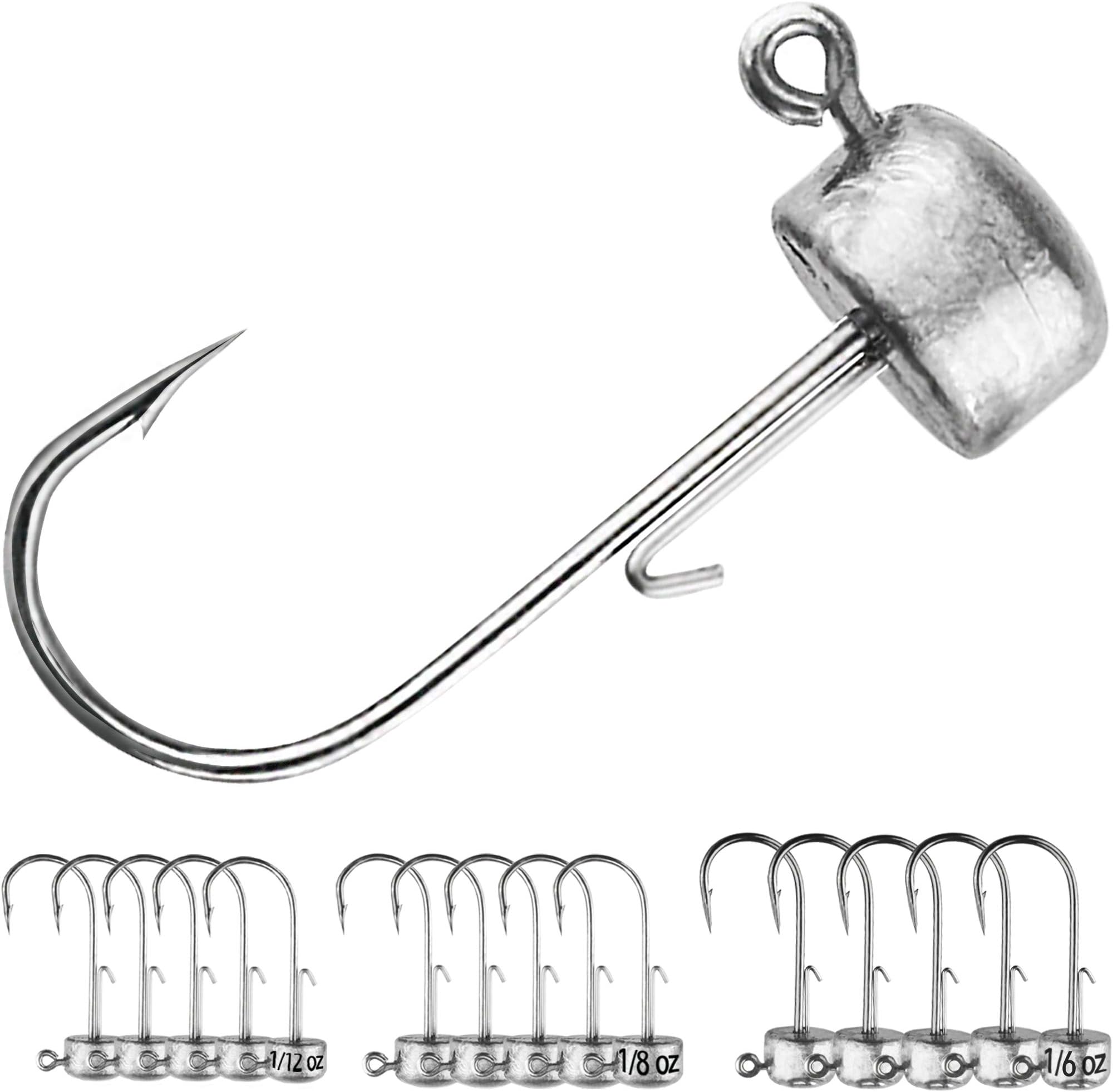 VMSIXVM Ned Rig Jig Heads, 15/25 Pack Ned Rig Baits Kit for Bass Fishing, Finesse Mushroom Shroom Jig Hooks for Soft Lures