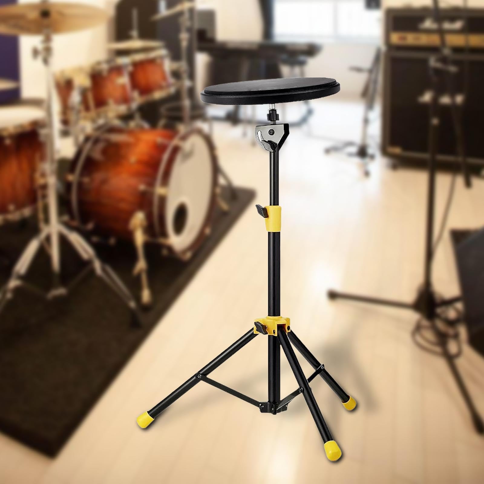 Soporte de Montaje Robusto Y Resistente con Placa Metálica para Instrumentos de Percusión Electrónica Y Pads de Altura Ajustable de 52 Cm a, Amarillo Negro