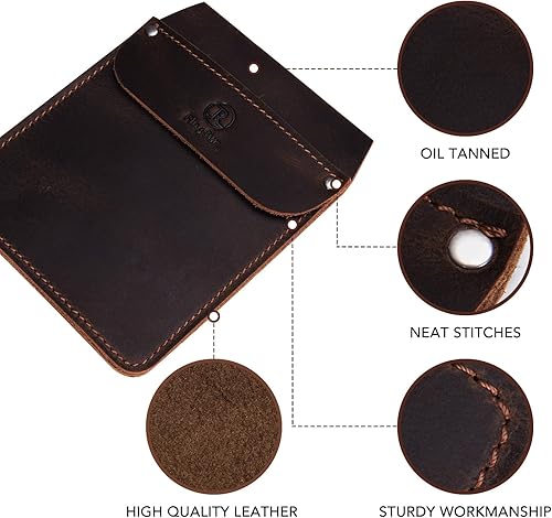 Vista 31 de RingSun Protector de bolsillo de cuero genuino para hombres, bolsa de herramientas duradera, protector de camisas de jeans para herramientas