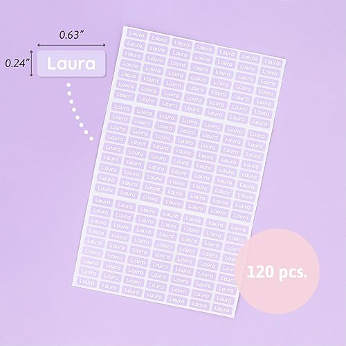 Miniatura 4 de Mini etiquetas de nombre (175) para etiquetar artículos pequeños. Etiquetas adhesivas impermeables extra pequeñas para niños en guardería,