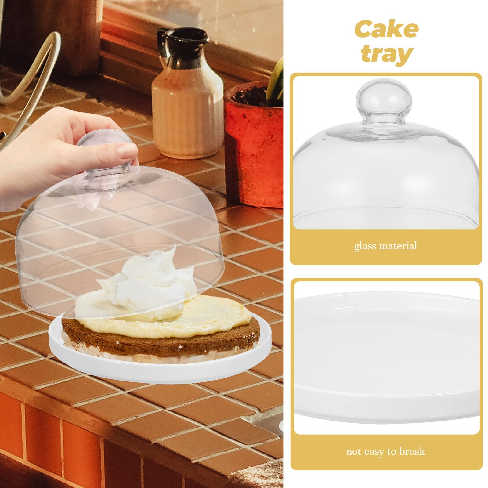 Ipetboom Plato para Tartas Casero con Tapa de Cristal y Base de Cerámica