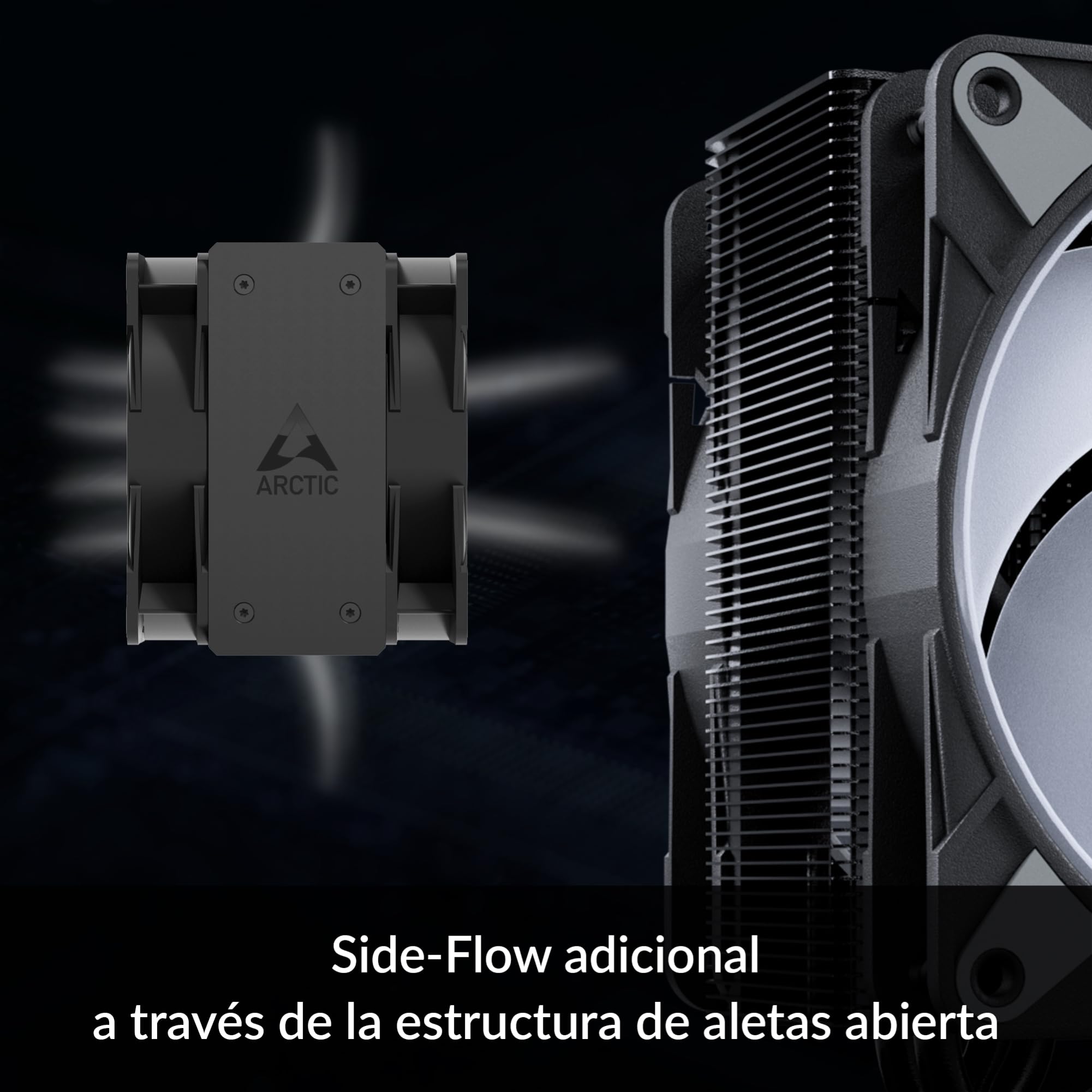 ARCTIC Freezer 36 A-RGB - Disipador CPU, Ventilador CPU de torre única con push-pull, Dos ventiladores P de 120 mm con presión optimizada, 200–2000 rpm, 4 Heatpipes, incl. MX-6 - Negro