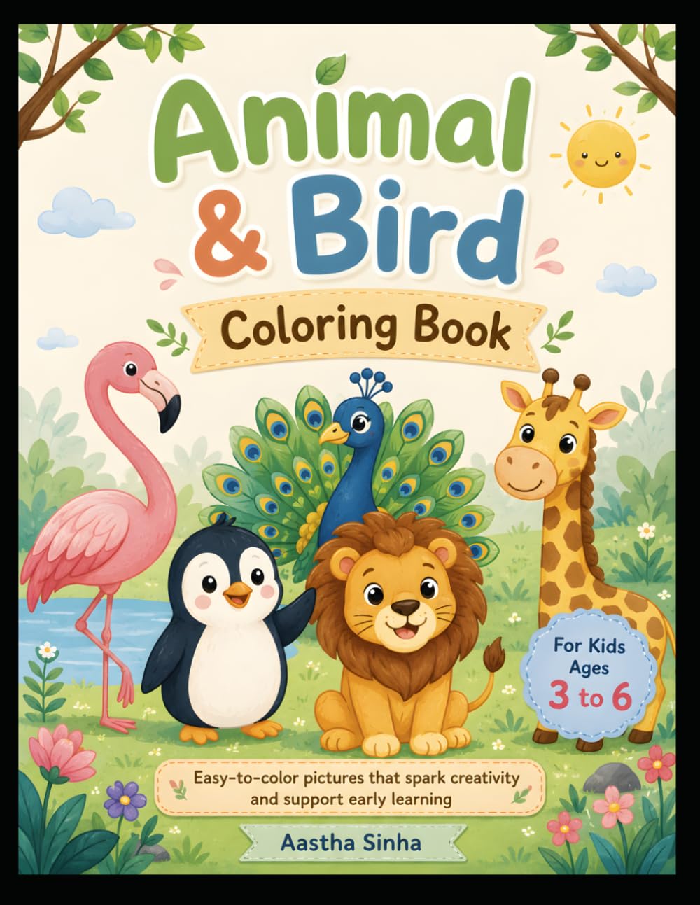 Animal & Bird Coloring Book for Kids: Fun and Easy Coloring Pages Featuring Cute Animals and Birds for Preschoolers, Toddlers, and Young Children | Simple Designs for Creativity and Learning.