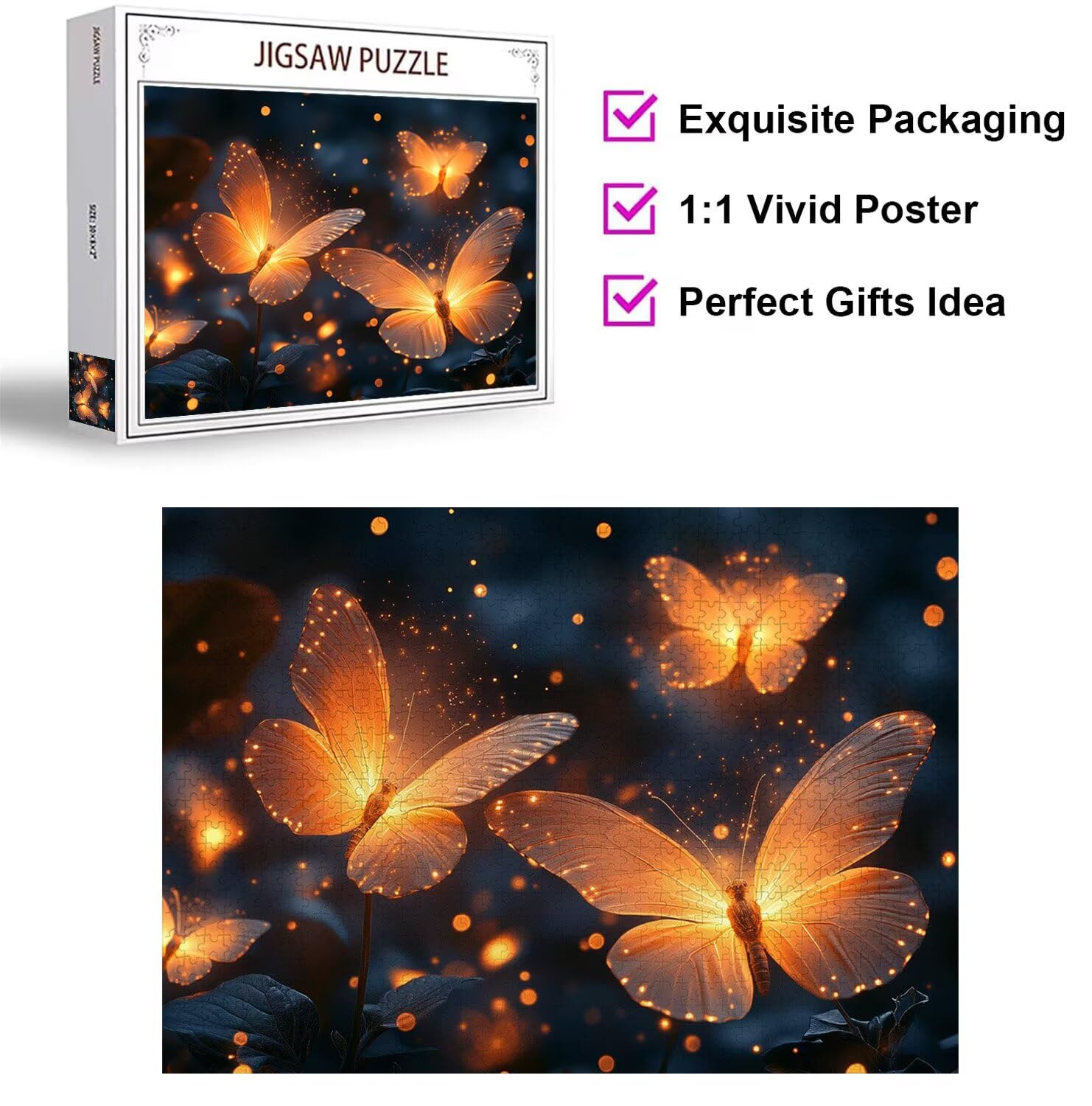 Puzzles 1500 Piezas, Puzzle Madera Mariposas sueño, n-246